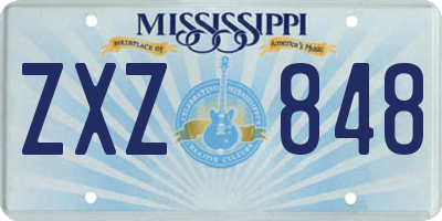 MS license plate ZXZ848