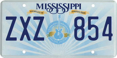 MS license plate ZXZ854