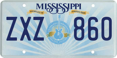 MS license plate ZXZ860