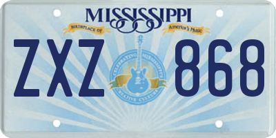 MS license plate ZXZ868