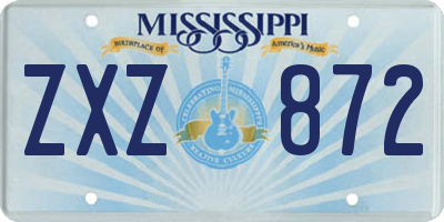 MS license plate ZXZ872