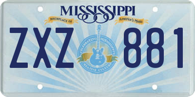 MS license plate ZXZ881