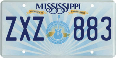 MS license plate ZXZ883