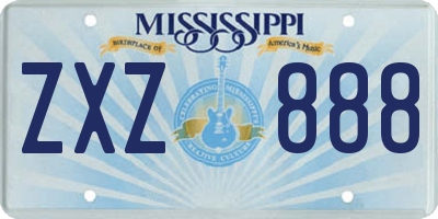 MS license plate ZXZ888