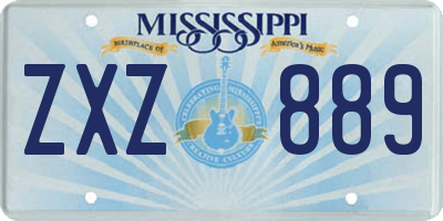 MS license plate ZXZ889