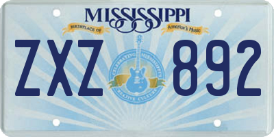 MS license plate ZXZ892
