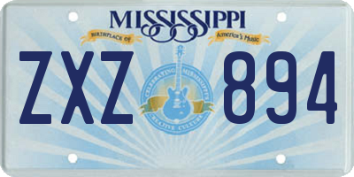 MS license plate ZXZ894