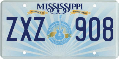 MS license plate ZXZ908