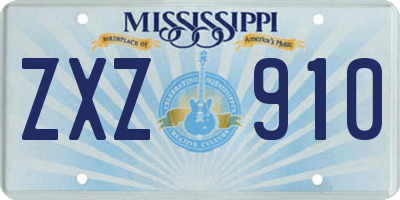 MS license plate ZXZ910