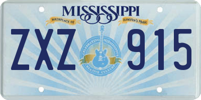 MS license plate ZXZ915