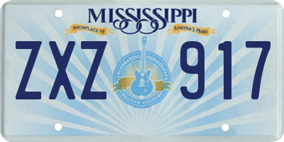 MS license plate ZXZ917