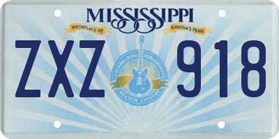 MS license plate ZXZ918