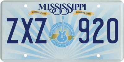 MS license plate ZXZ920