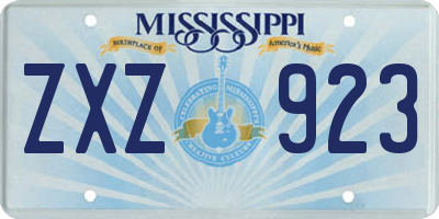 MS license plate ZXZ923