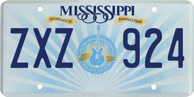 MS license plate ZXZ924