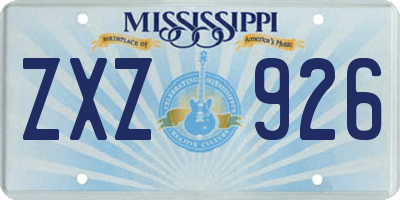 MS license plate ZXZ926
