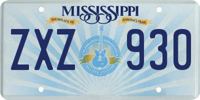 MS license plate ZXZ930