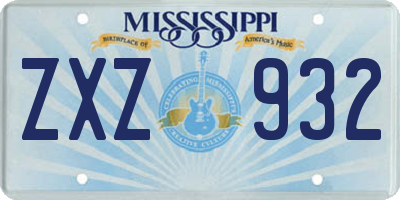MS license plate ZXZ932