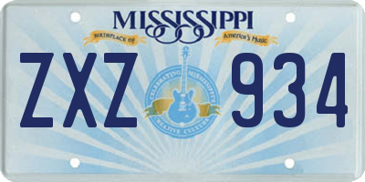 MS license plate ZXZ934