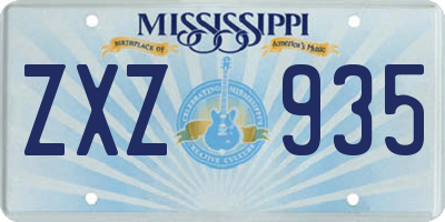 MS license plate ZXZ935