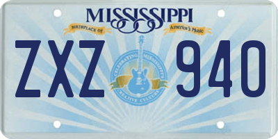 MS license plate ZXZ940