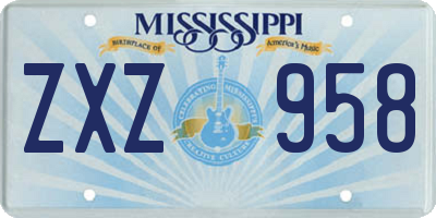 MS license plate ZXZ958