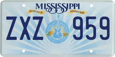 MS license plate ZXZ959