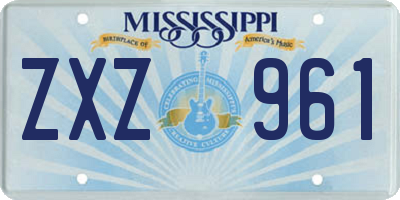 MS license plate ZXZ961