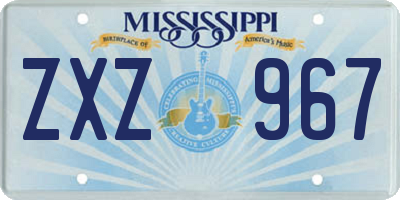 MS license plate ZXZ967
