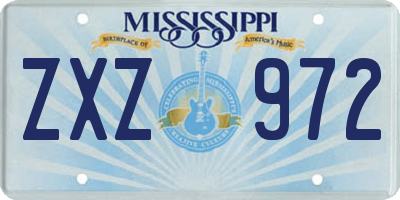 MS license plate ZXZ972
