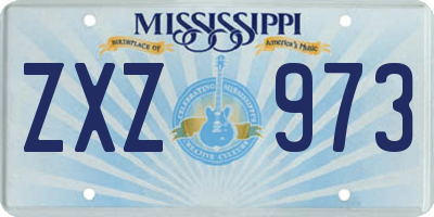 MS license plate ZXZ973