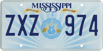 MS license plate ZXZ974