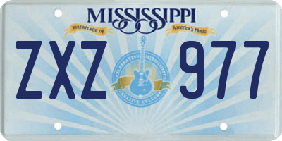 MS license plate ZXZ977