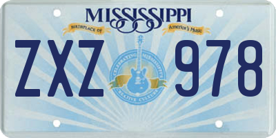 MS license plate ZXZ978