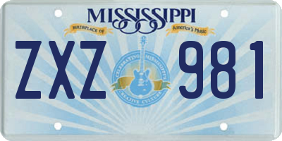 MS license plate ZXZ981