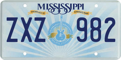 MS license plate ZXZ982