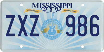 MS license plate ZXZ986