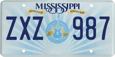 MS license plate ZXZ987