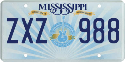 MS license plate ZXZ988