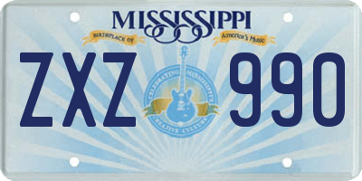 MS license plate ZXZ990