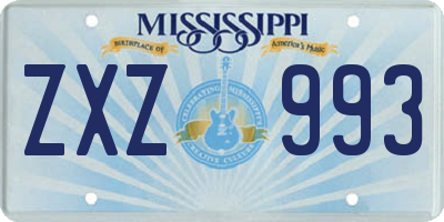 MS license plate ZXZ993