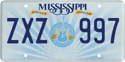 MS license plate ZXZ997
