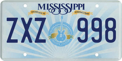 MS license plate ZXZ998