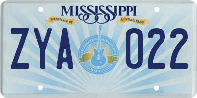 MS license plate ZYA022