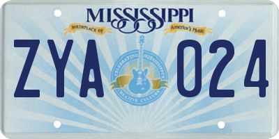 MS license plate ZYA024