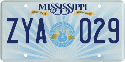 MS license plate ZYA029