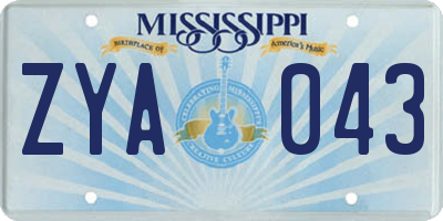 MS license plate ZYA043