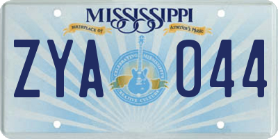 MS license plate ZYA044