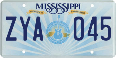 MS license plate ZYA045