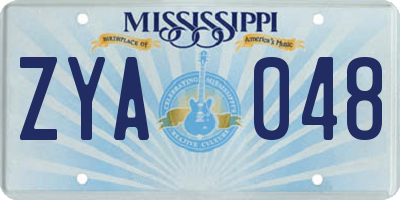 MS license plate ZYA048